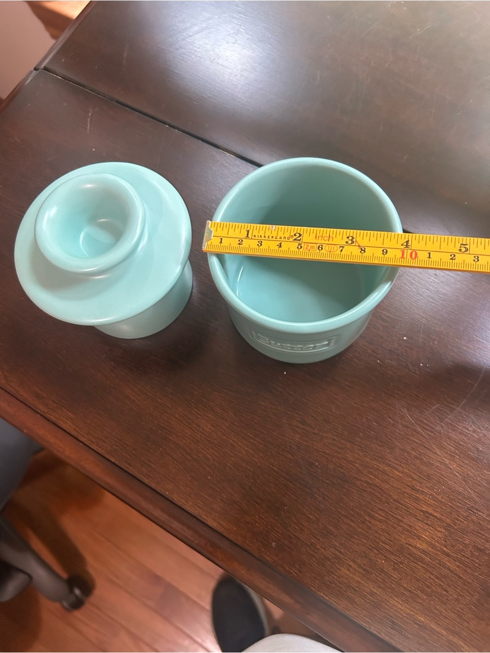 Matte Sage Ceramic Butter Crock - Elegant Kitchen Storage - Picture 7 of 8